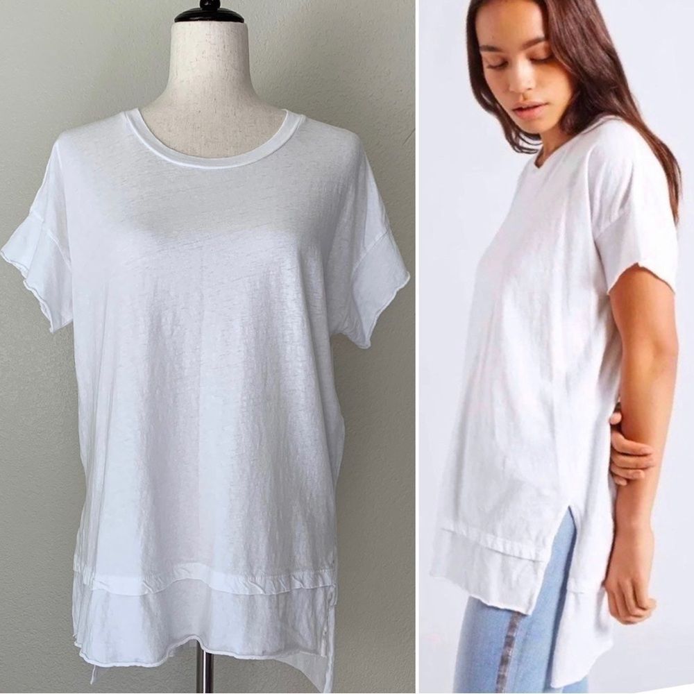 Current/ Ellioth Oversized High Low Sugar White Tee